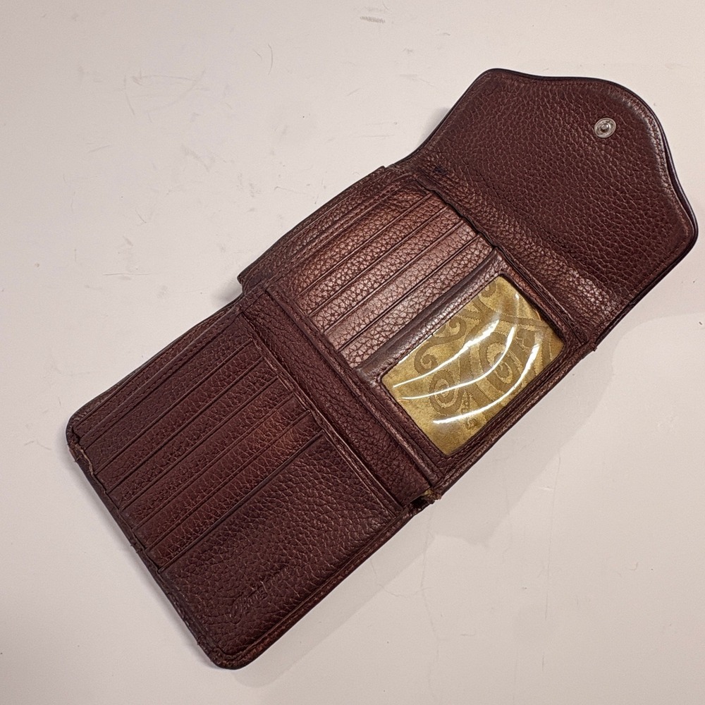 Brighton Womens Small Croc Embossed Leather Trifold Wallet Braided Western Boho - Picture 2 of 13